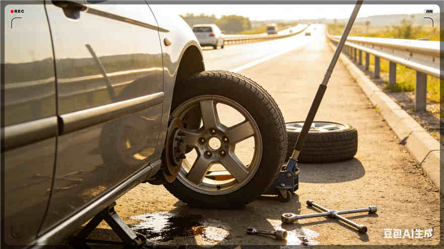 高速公路扎胎-汽车流动补胎