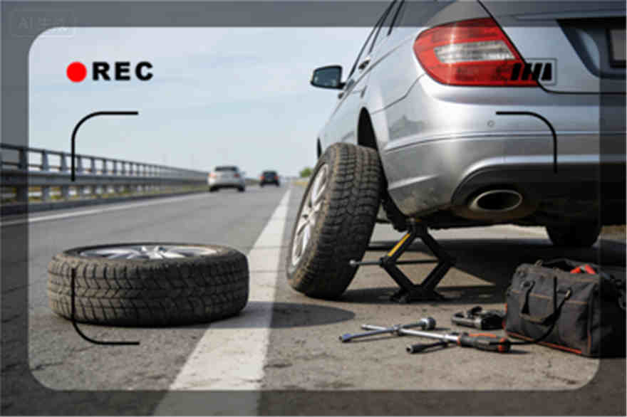 高速公路爆胎-汽车换轮胎
